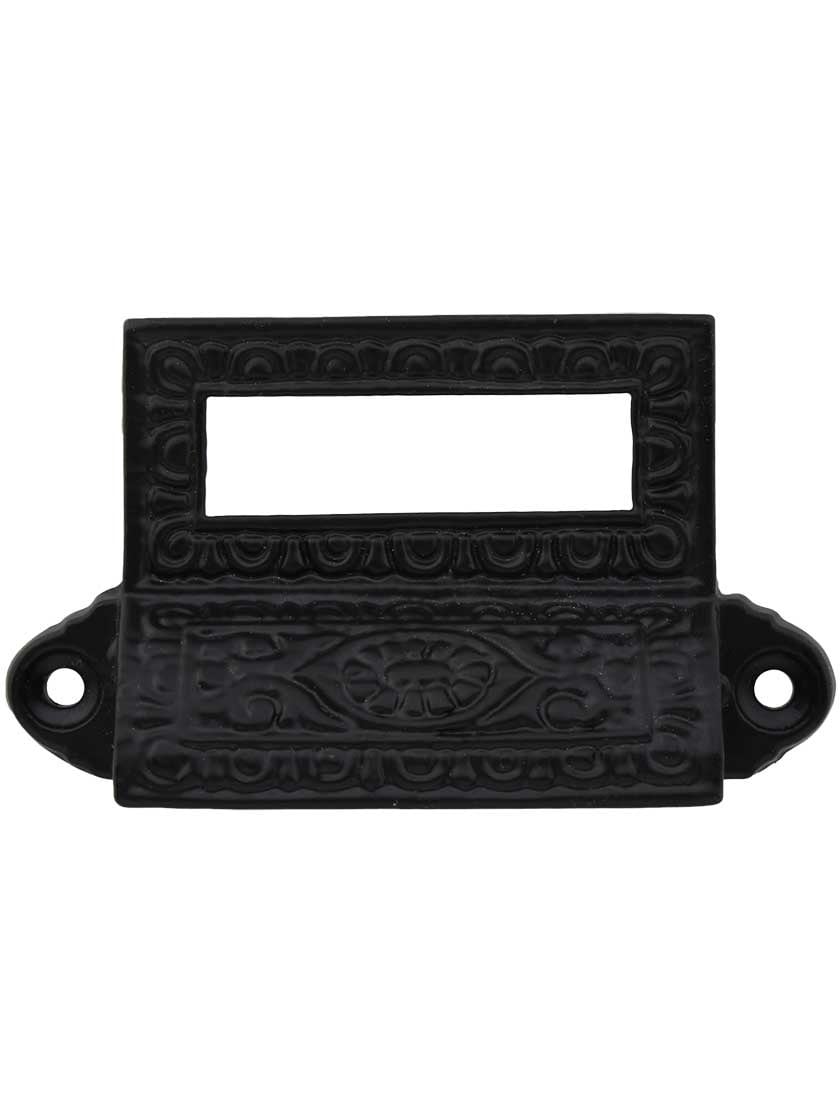 Egg & Dart Cast-Iron Bin Pull with Label Holder in Matte Black | House ...