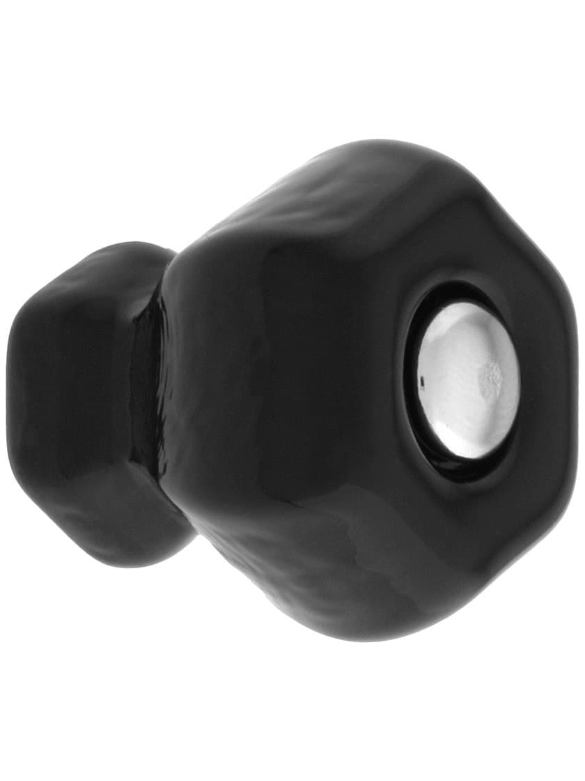 Small Hexagonal Black Glass Knob With Nickel Bolt House of Antique Hardware