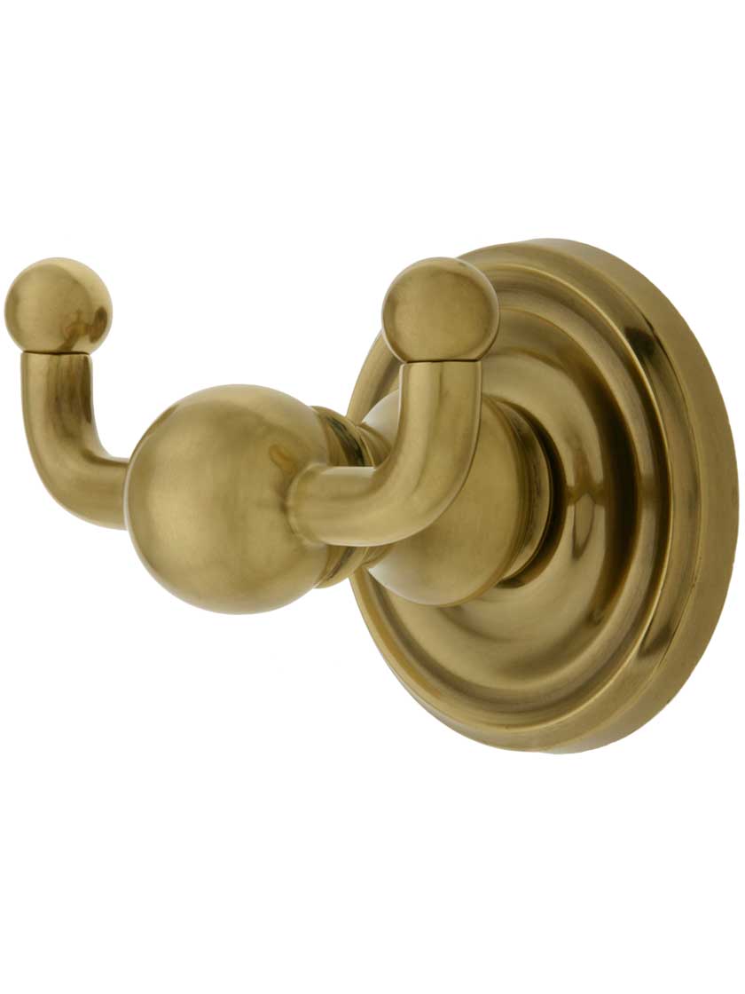 Brass Double Towel Bar with Classic Rosettes