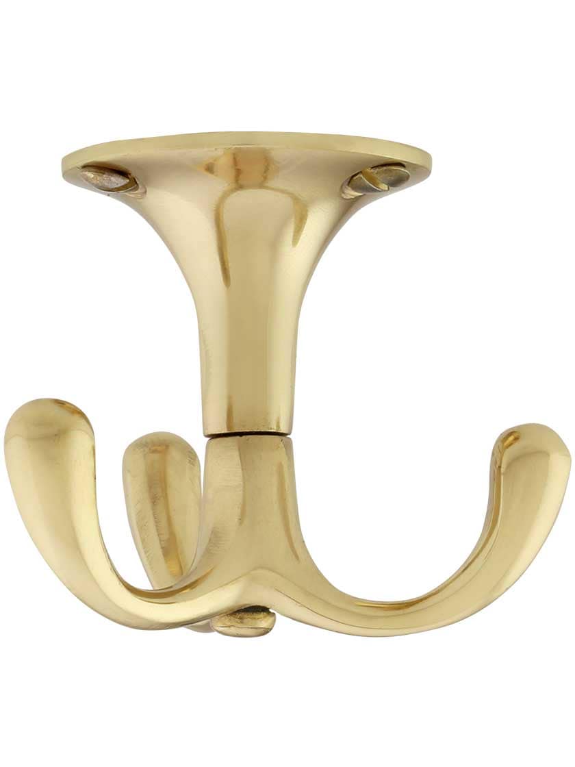 Plain Solid-Brass Triple Wardrobe Swivel Hook | House of Antique Hardware