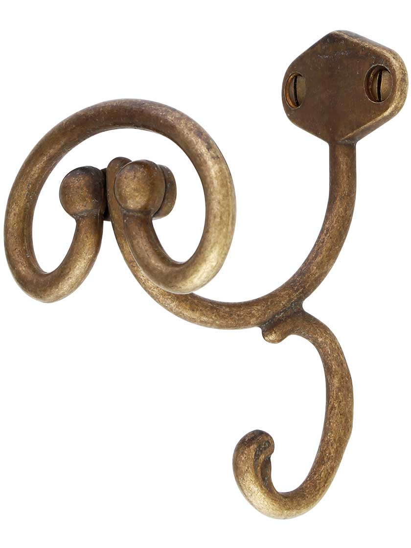 Heritage Brass Hat & Coat Hook (86mm Projection), Antique Brass - V1056-AT  from Door Handle Company