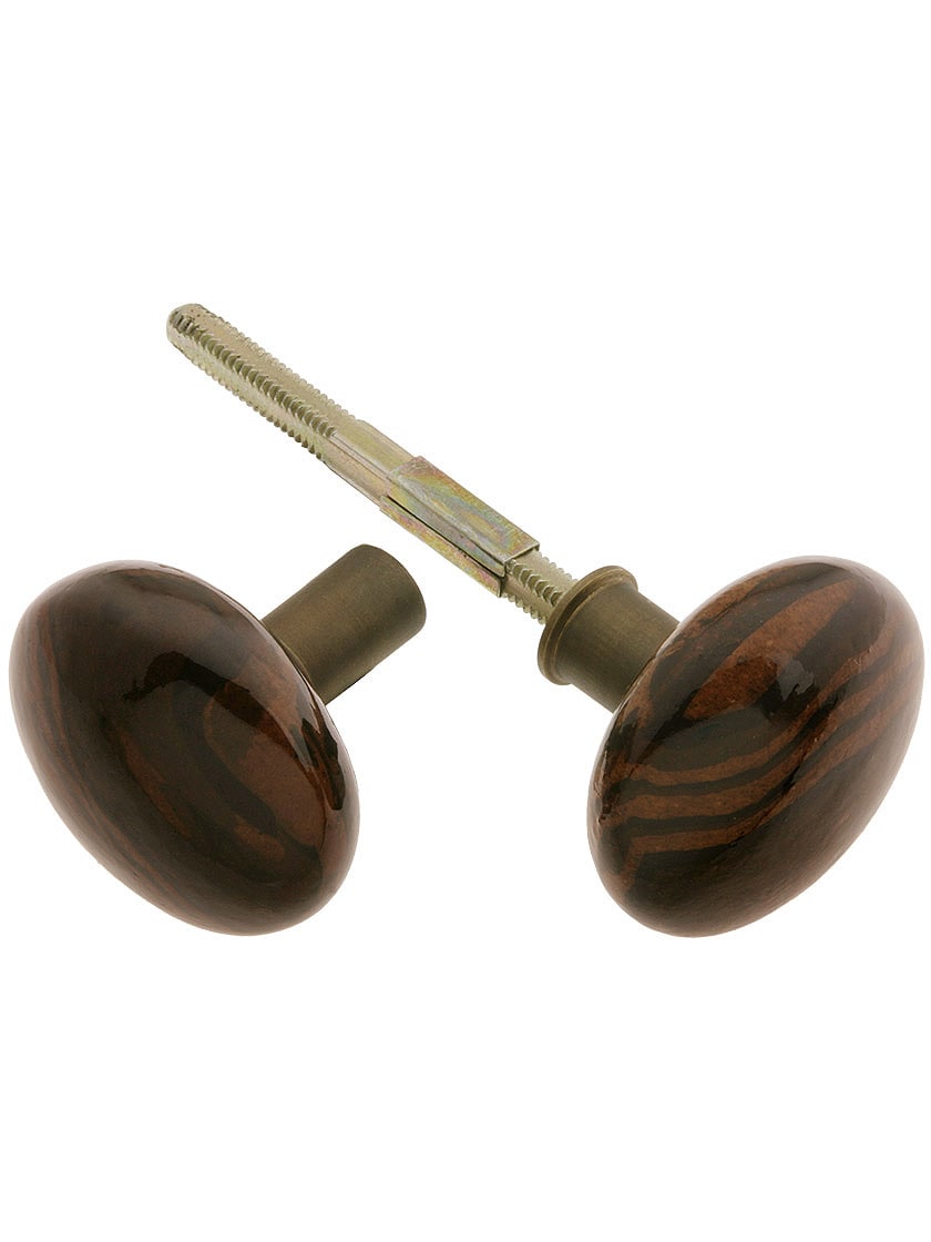 Solid Brass Horizontal Rim Lock Set with Small Round Knobs