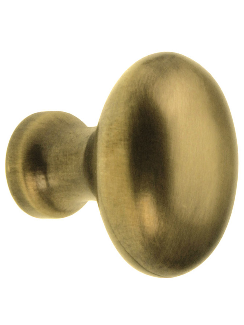 Solid Brass Oval Cabinet Knob in Antique-By-Hand - 1 1/4 x 7/8