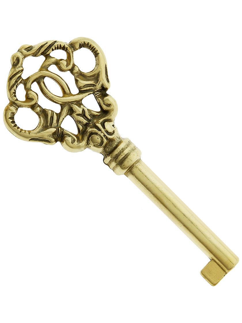 Large 12 Very Heavy Metal Gold Brass Look Skeleton Keys on Large