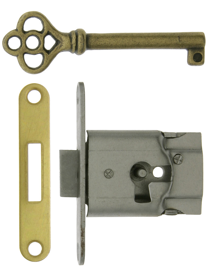 Large Polished Steel Non-Mortise Cabinet Lock