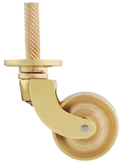 Solid Brass English-Style Caster with 1 1/4 Brass Wheel