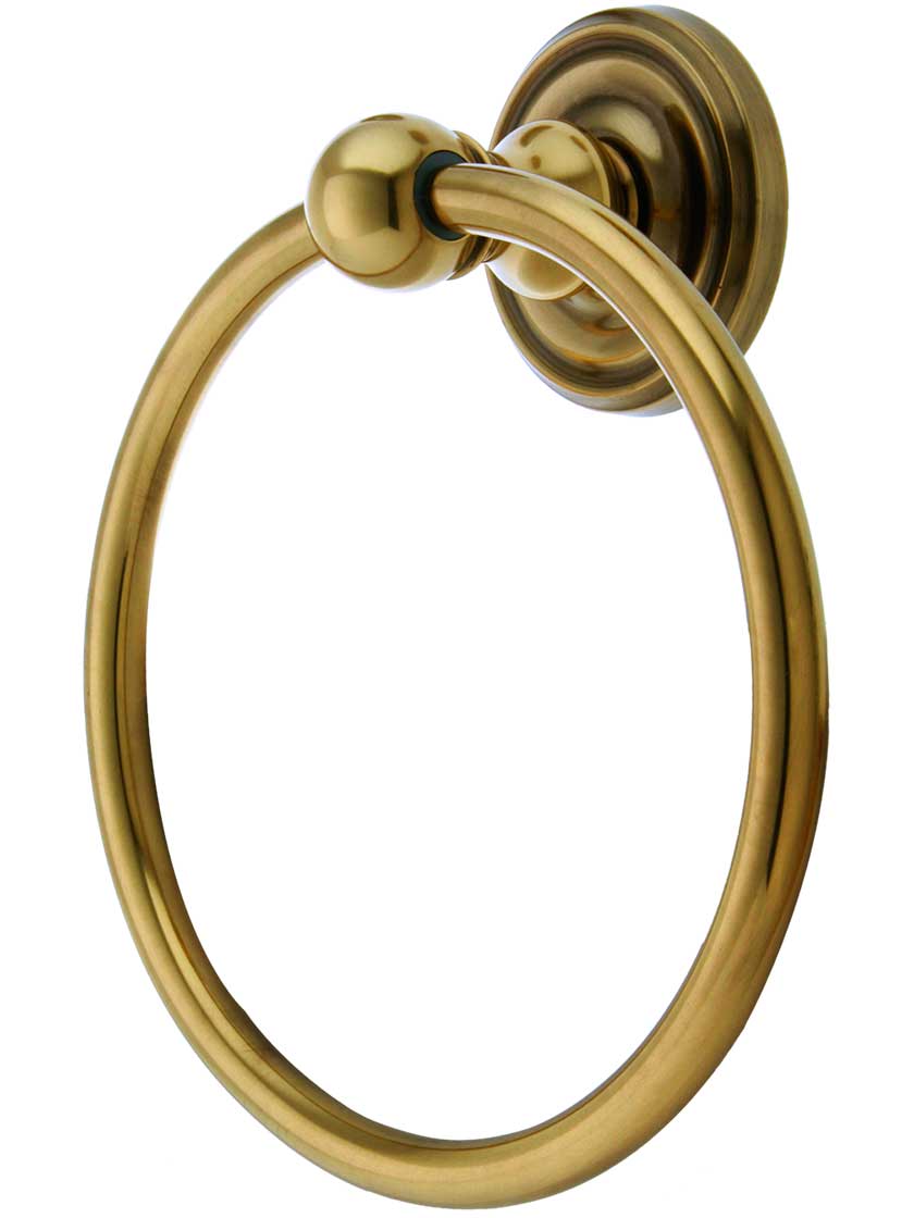 Brass Towel Ring with Classic Rosette