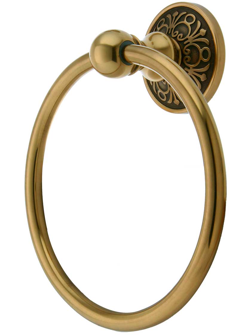 Brass Towel Ring with Lancaster Rosette