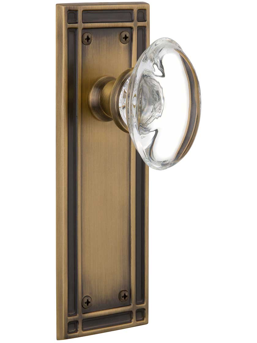 Mission Door Set with Oval Clear-Crystal Glass Knobs | House of Antique ...