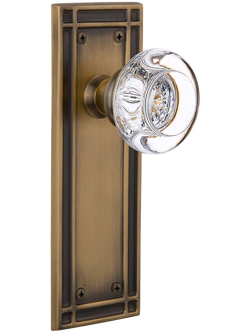 Mission Door Set with Round Crystal Glass Knobs | House of Antique Hardware