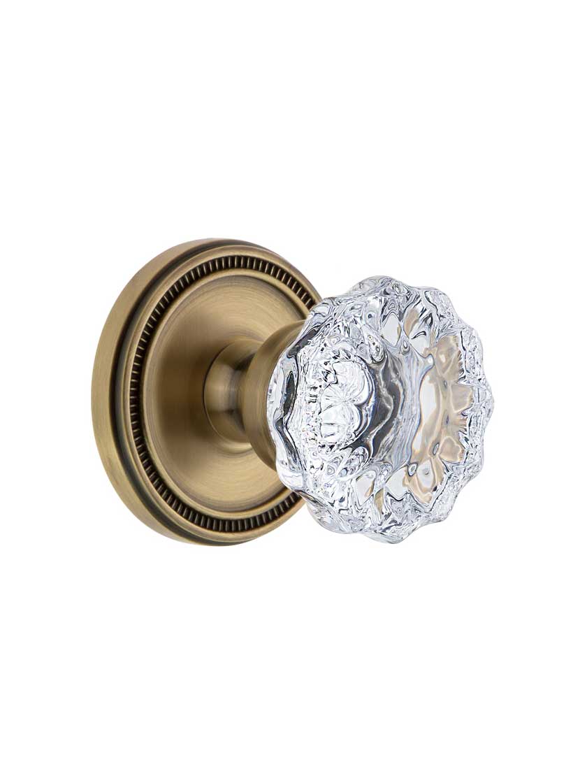 Grandeur Soleil Rosette Door Set with Fontainebleau Crystal-Glass Knobs ...