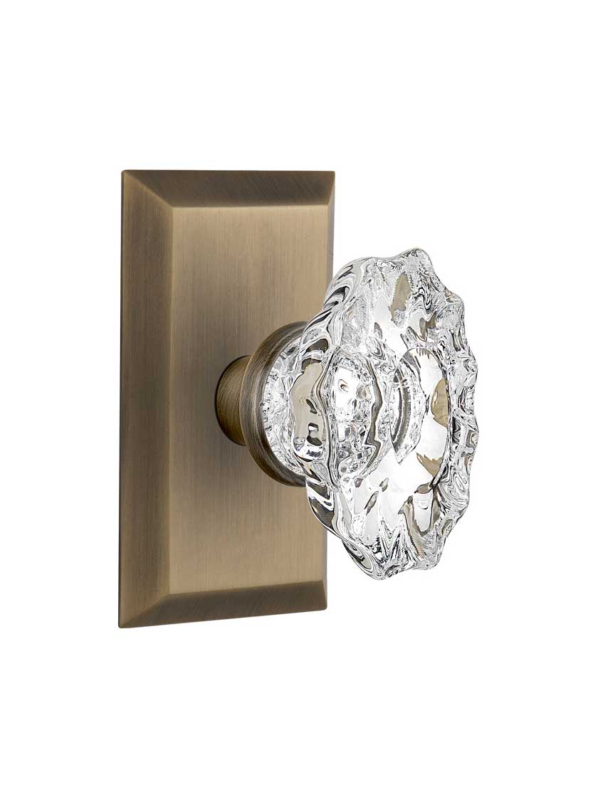 New York Rosette Door Set with Chateau Crystal Glass Knobs | House of ...