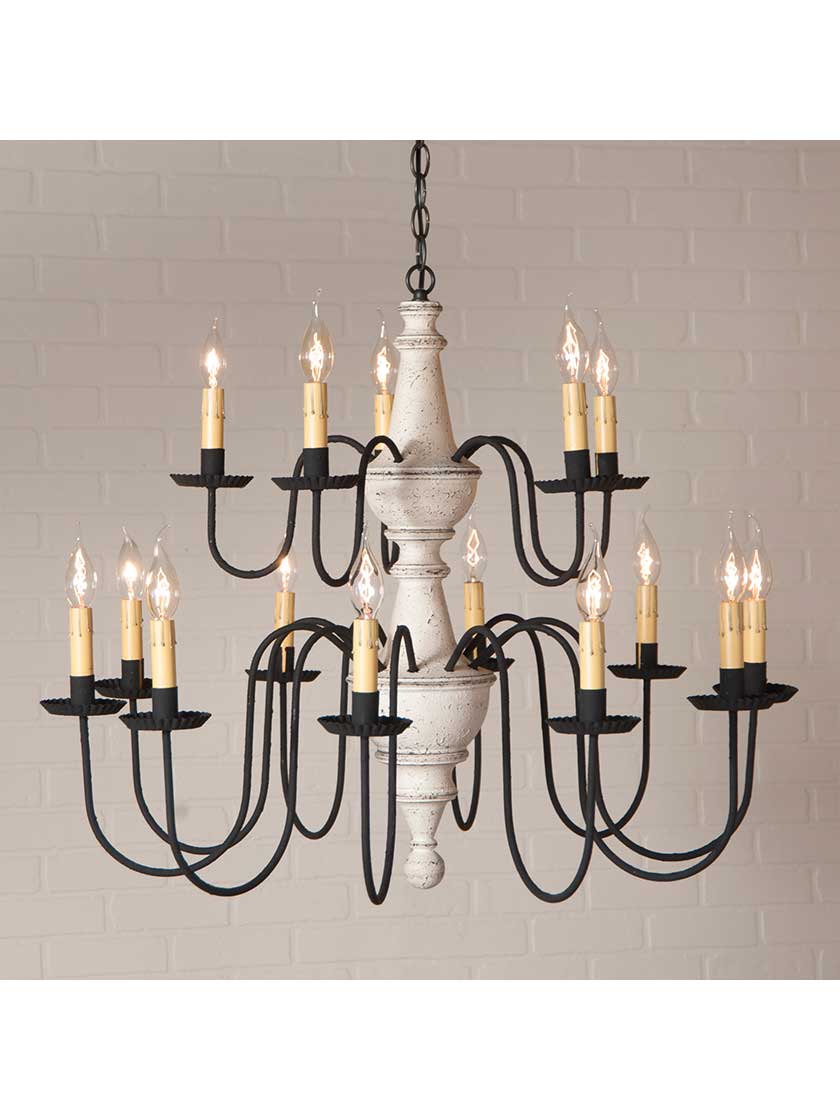 Harrison Wood & Tin Two-Tier 15-Light Chandelier | House of Antique ...