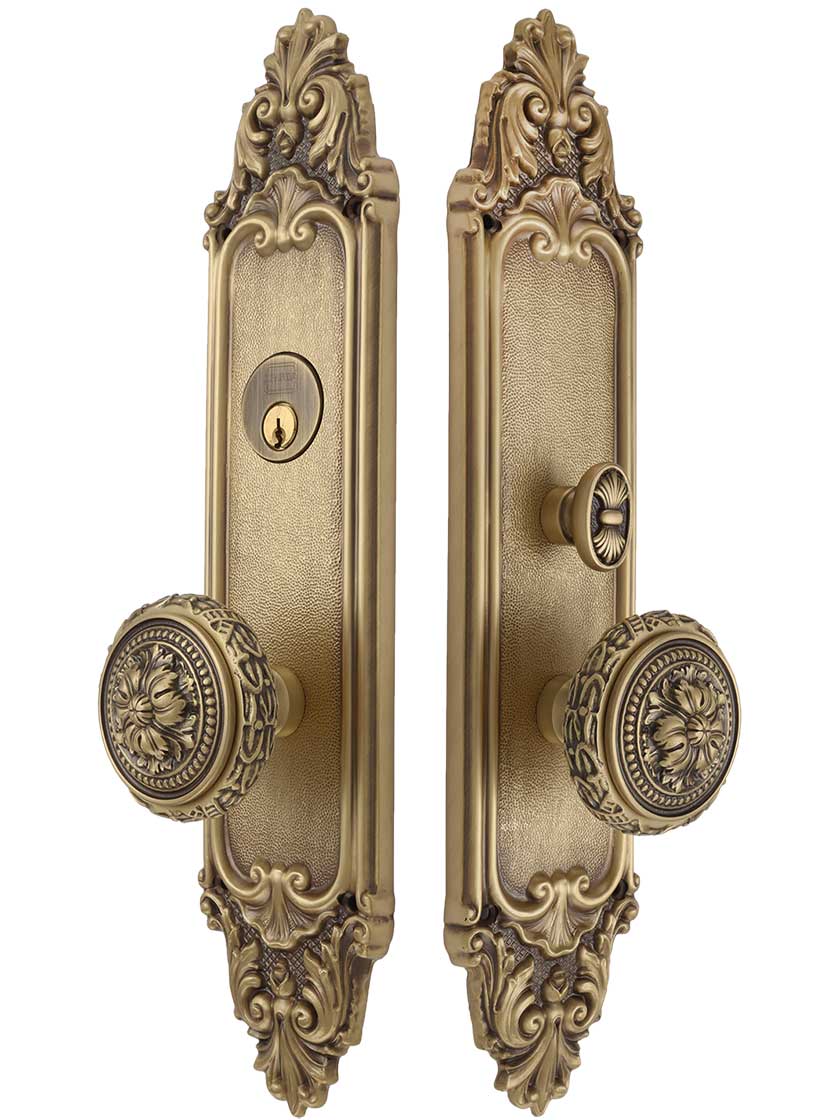 Valmont Premium Mortise Entry Set with Louis XVI Round Knobs | House of ...