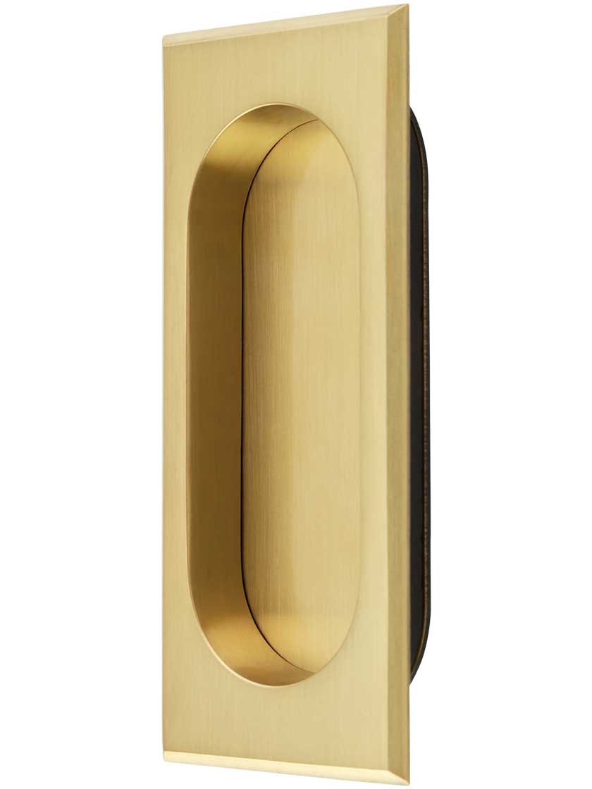 4 Solid Brass Rectangular Pocket-Door Flush Pull