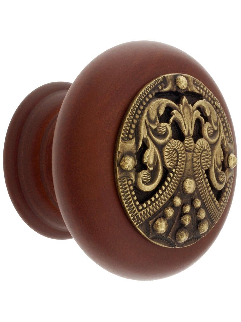 Hardwood Knob With Regal Crest Onlay - 1 1/2