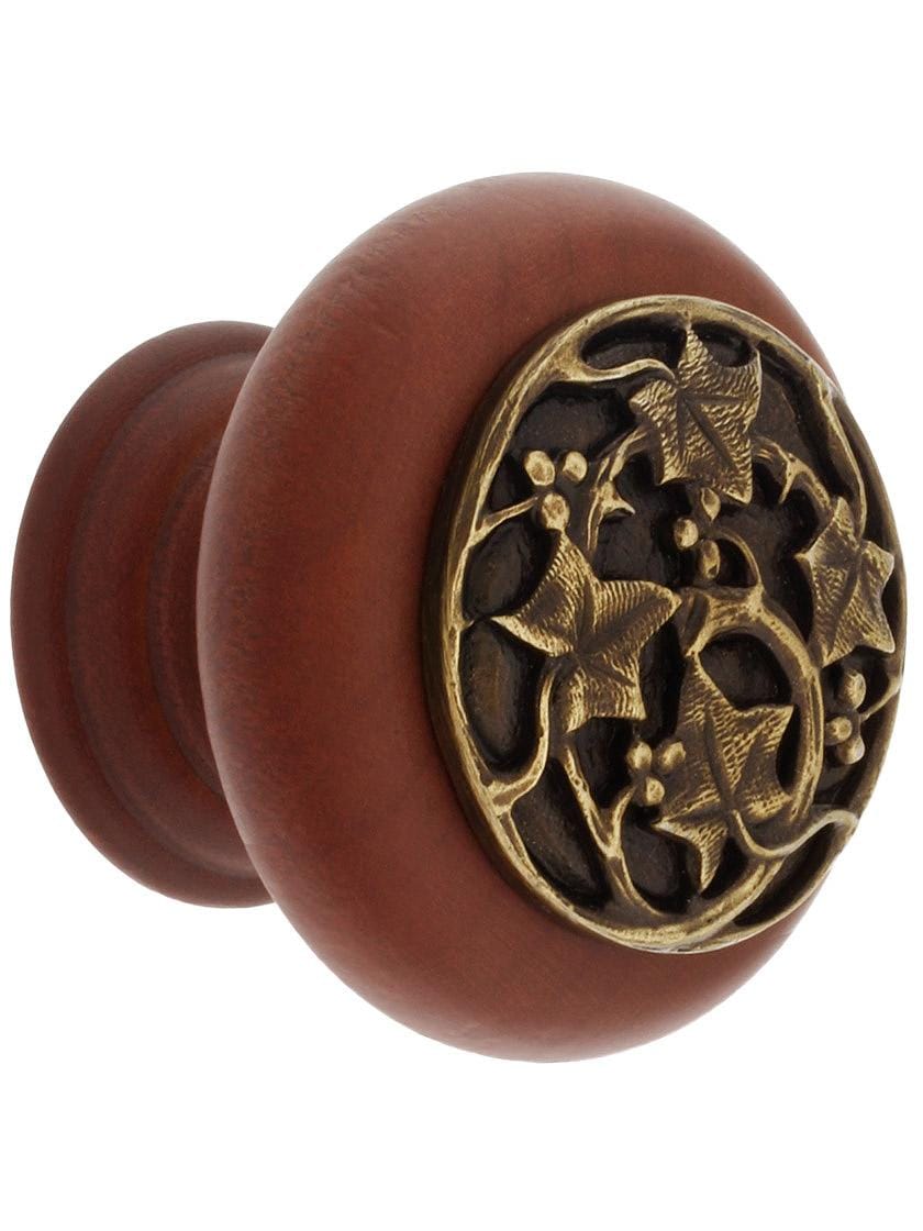 Hardwood Knob with Berries Onlay - 1 1/2